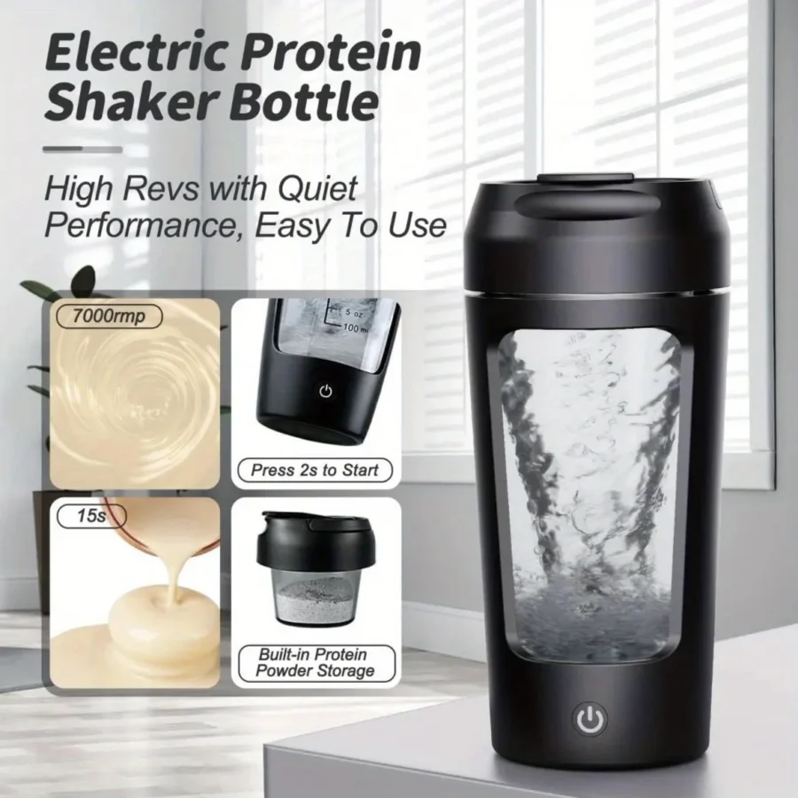 500ml Electric Protein Shaker Bottle - Automatic Mixer for Smoothies and Drinks - Image 3