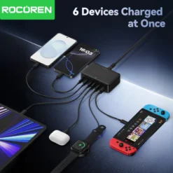 Alternative view of Rocoren 100W GaN USB Charger with 6 Ports for Fast Charging iPhone, Xiaomi, and POCO