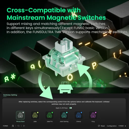 Mechanical Keyboard with Magnetic Switches, 8K ARGB Lighting, 60% Design for Gamers - Image 2