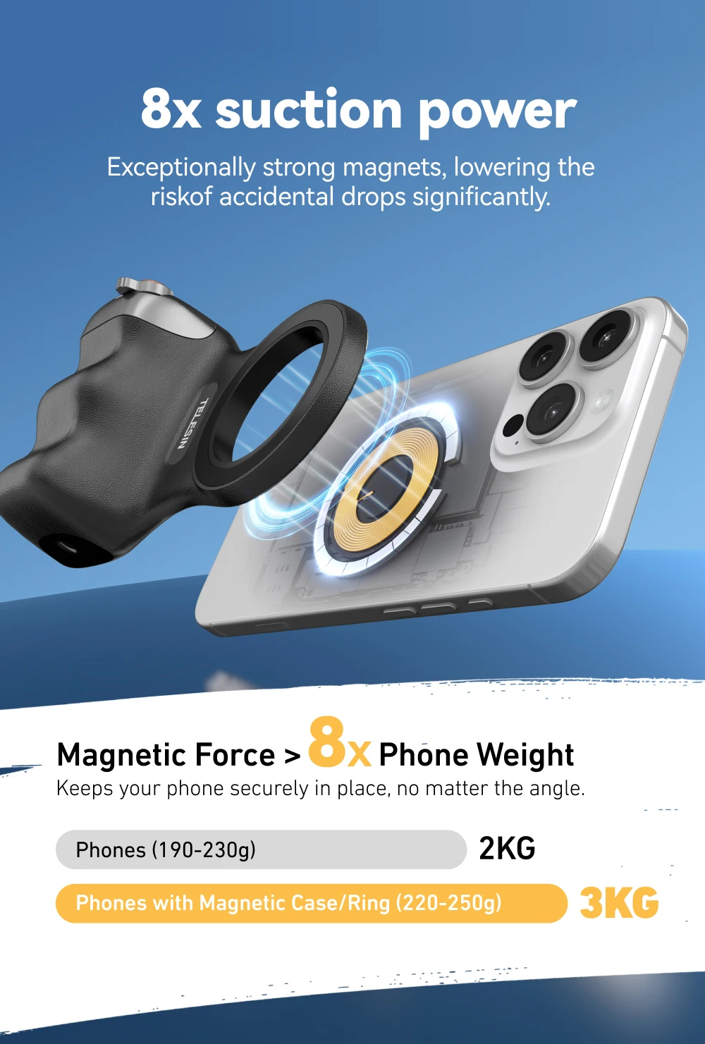 Magnetic Hand Grip Phone Holder with Remote Control for iPhone, Huawei, Samsung Users - Image 6
