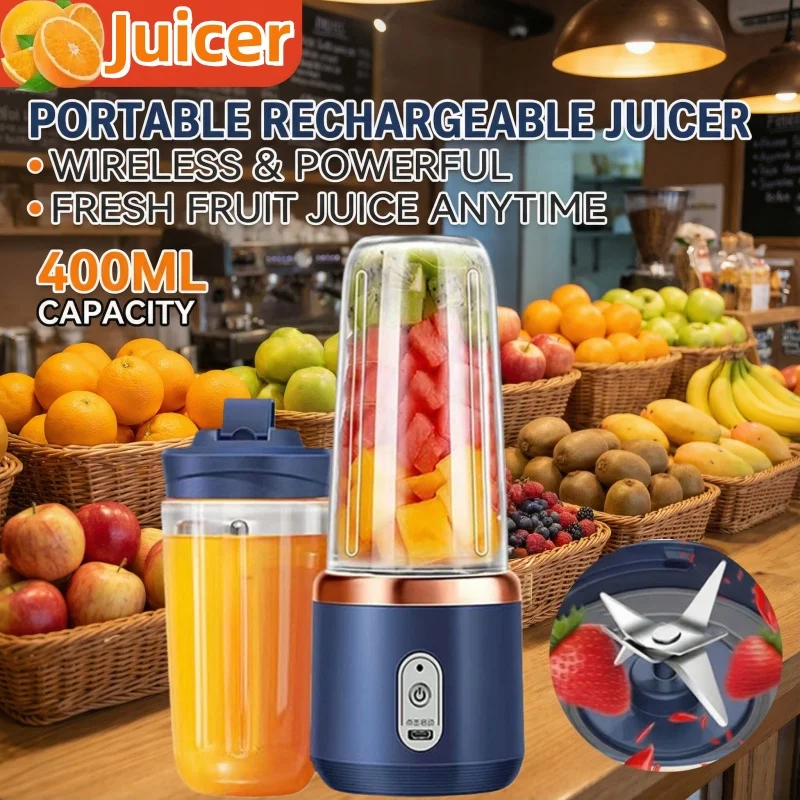 Portable 400ML Electric Juicer with 6 Blades - Multifunctional Blender and Milkshake Maker - Image 3