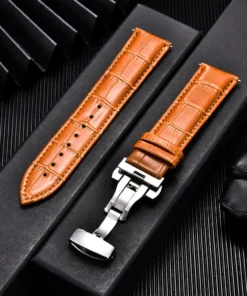 Alternative view of Genuine Calfskin Leather Watchbands Business Replace Watch Band 18mm 20mm 22mm 24mm With Butterfly Buckle Wristwatch Strap