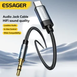 Alternative view of Essager USB C to 3.5mm Aux Adapter with Audio Splitter for iPhone, Huawei, and Xiaomi