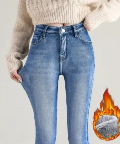 Alternative view of Ladies' Thermal Fleece-Lined Skinny Jeans - Warm and Stretchy Winter Pants