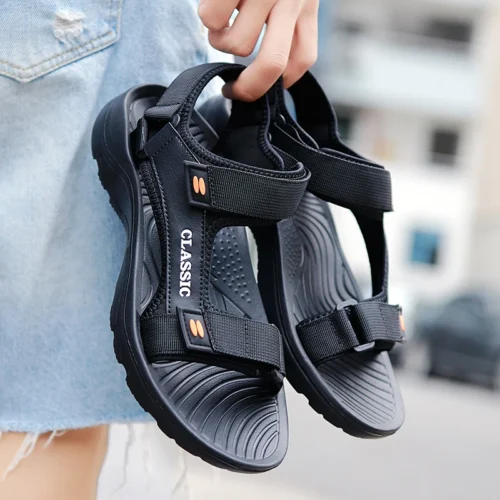 Comfortable Men’s Summer Beach Sandals - Retro Casual Outdoor Footwear