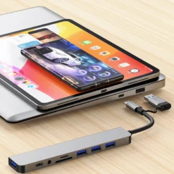 Alternative view of USB Type C Hub Docking Station with 3.5mm Audio Jack and Micro SD Card Reader for Laptops and Tablets