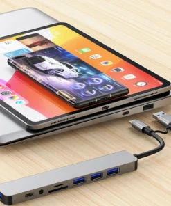 Alternative view of 8 in 2 USB +Type C HUB Docking Station with 3.5mm Audio Jack Adapter Micro SD Card Reader Laptop Tablet Phone Disk Converter