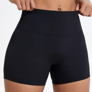 High Waist Gym Shorts with Butt Lift Design for Women's Cycling and Workouts - black, S