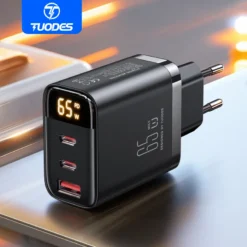 GaN 65W USB Type-C Charger with Fast Charging for Smartphones and Laptops