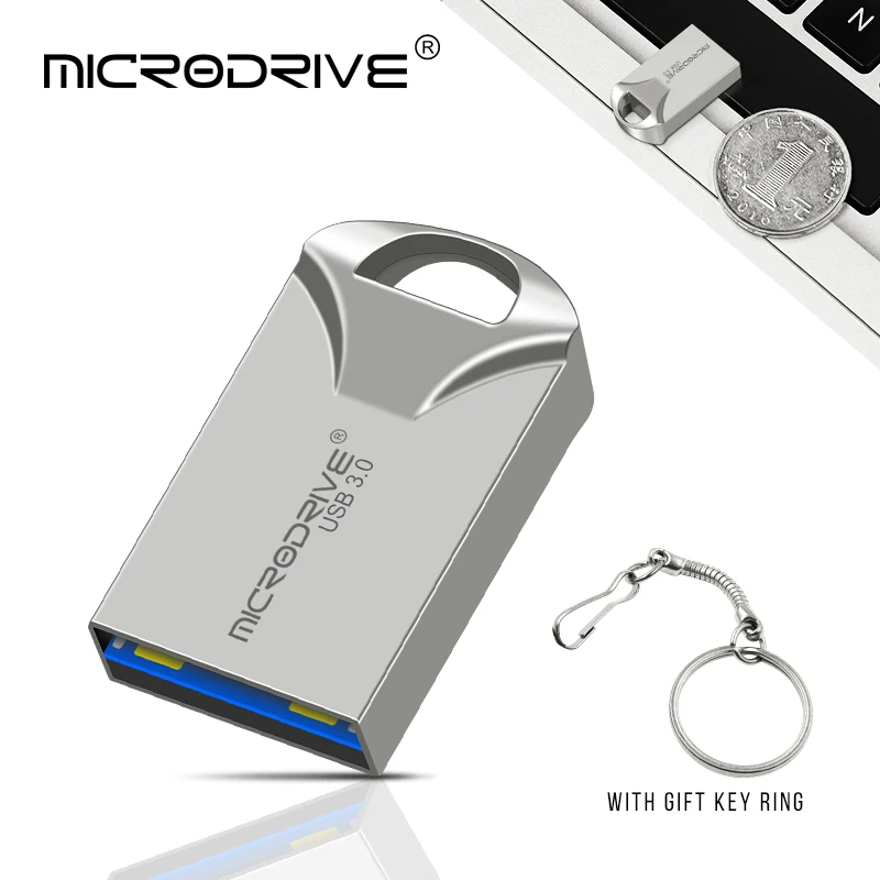 High-Speed Mini USB 3.0 Flash Drive - 16GB, 32GB, 64GB, 128GB with Keychain