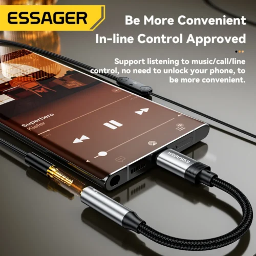 Alternative view of Essager Lightning to 3.5mm jack Audio Adapter Headphone Aux Cable USB Type C to 3.5 Adapter OTG Type C For iphone Xiaomi Oneplus