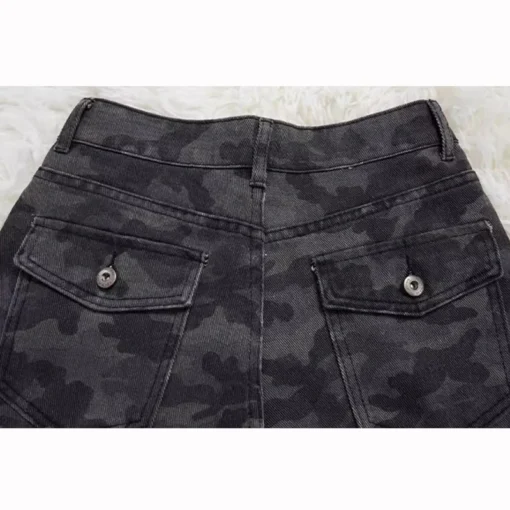 High Waist Camouflage Jeans with Baggy Straight Leg Design for Women - Image 5