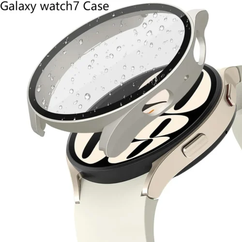 Matte Hard PC Case with Tempered Glass Screen Protector for Samsung Galaxy Watch 7 6 5 4 40mm 44mm Full Protective Cover Bumper