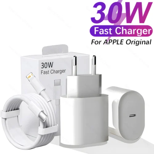 Apple 30W USB-C Fast Charger for iPhone – Quick Charging Cable Included