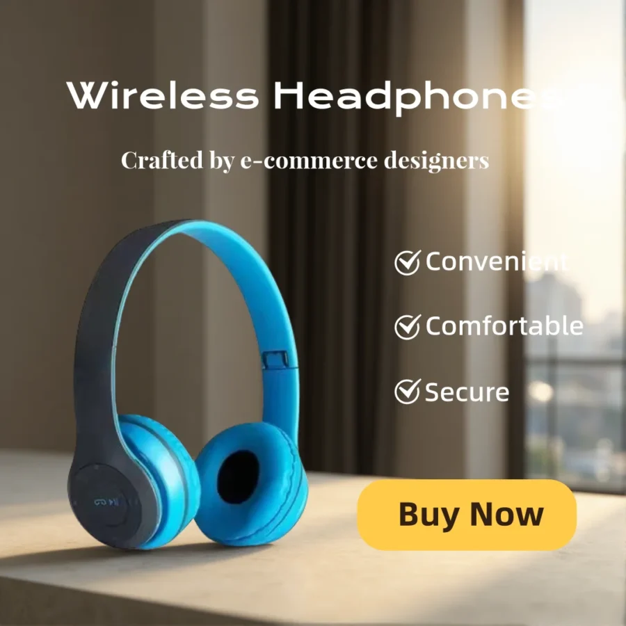 Foldable Bluetooth Over-Ear Headphones with Microphone and Volume Control for iPhone and Android - Image 3