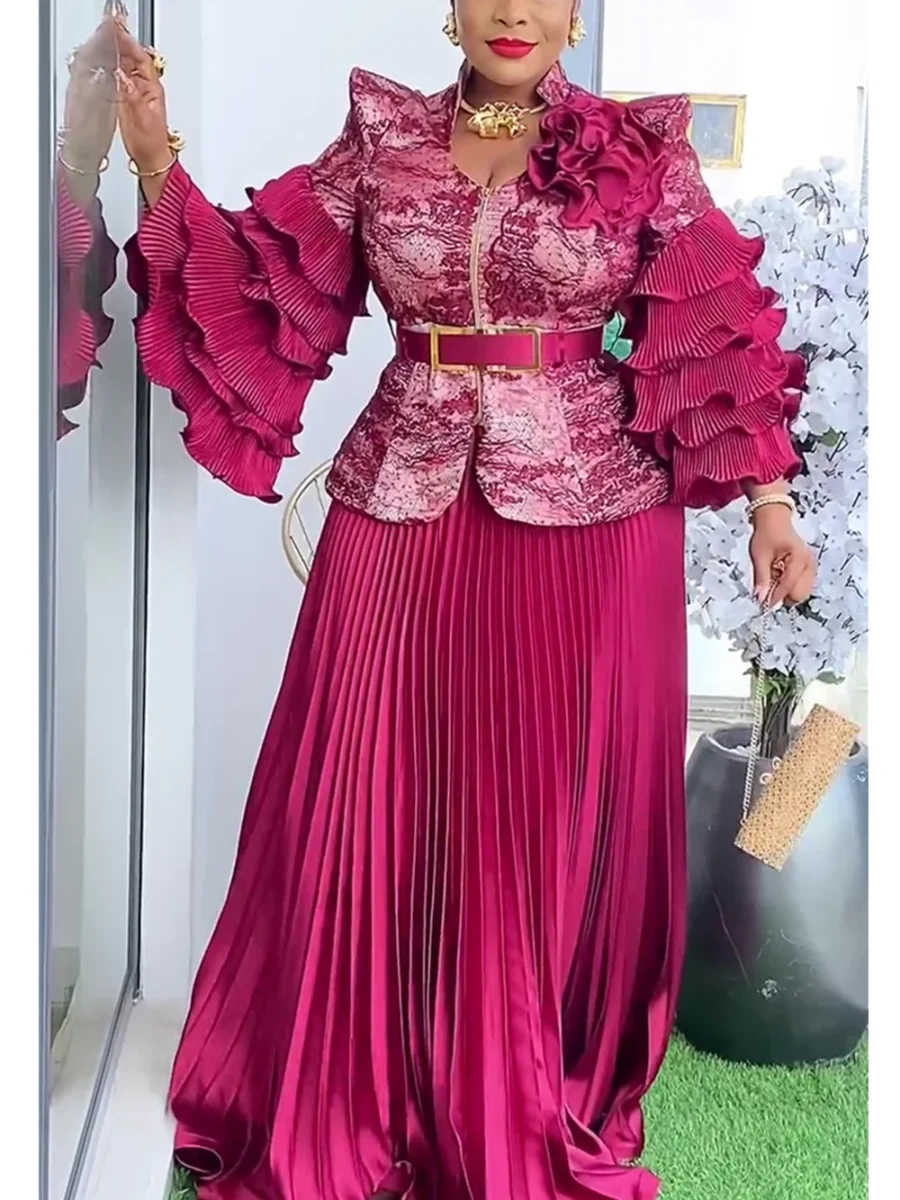 Plus Size African Dashiki 2-Piece Women’s Outfit - Tops and Skirts Set for Weddings and Parties - Image 3