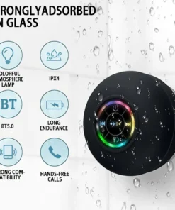 Alternative view of Portable Bluetooth Speaker with LED - IPX4 Waterproof, Suction Cup, Mini Stereo Sound Box