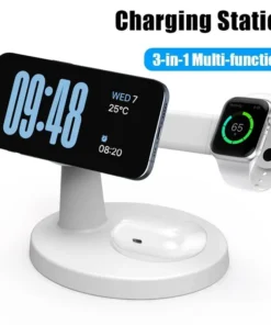 3 In 1 Magnetic Wireless Charger Stand For Magsafe iPhone 16 15 14 13 Pro Max Apple Watch 9 8 AirPods Pro Fast Charging Station
