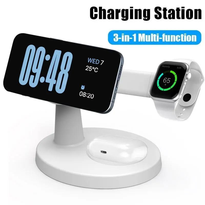 MagSafe 3-in-1 Wireless Charger Stand for iPhone, Apple Watch, and AirPods - Fast Charging Station
