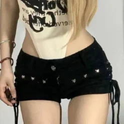 Lace-Up Skinny Shorts for Women - Casual Streetwear for Daily Wear
