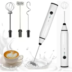 Electric Handheld Milk Frother - Mini Whisk Mixer for Smooth Cappuccino and Cream