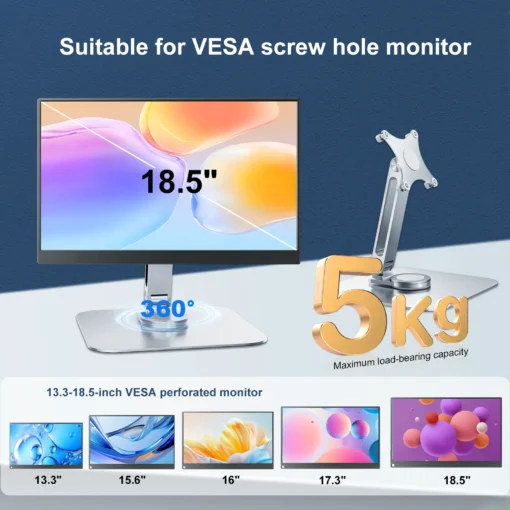 Aluminum Alloy Portable Monitor Stand with 360° Rotation and 5KG Load Capacity - Image 3