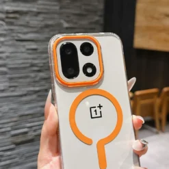 Hard PC Transparent Magnetic Back Cover Case for OnePlus 15 with Wireless Charging Capability