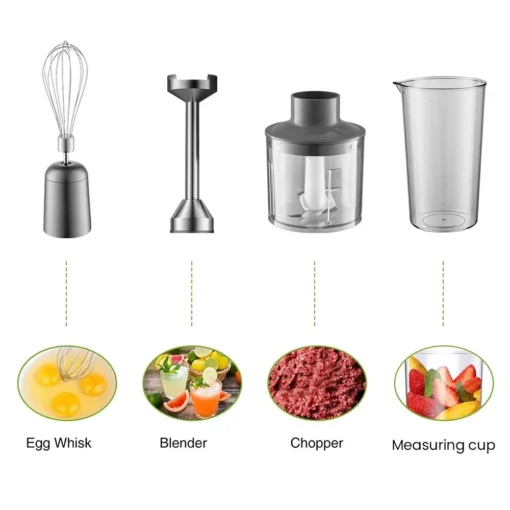 Stainless Steel Immersion Blender with 1000W Power, 700ml Beaker and 500ml Processor - Image 5