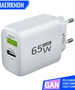 65W GaN USB-C Fast Charger for iPhone, Xiaomi, Samsung, OnePlus
