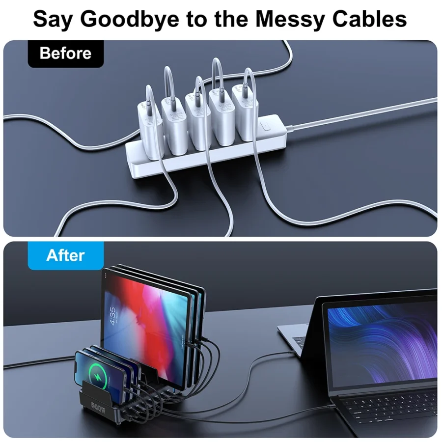 500W Universal Multi USB C Charger PD 100W Desktop Fast Charging Sation Phone/Tablet/Laptop Stand Dock Holder for iPhone Samsung - Image 5