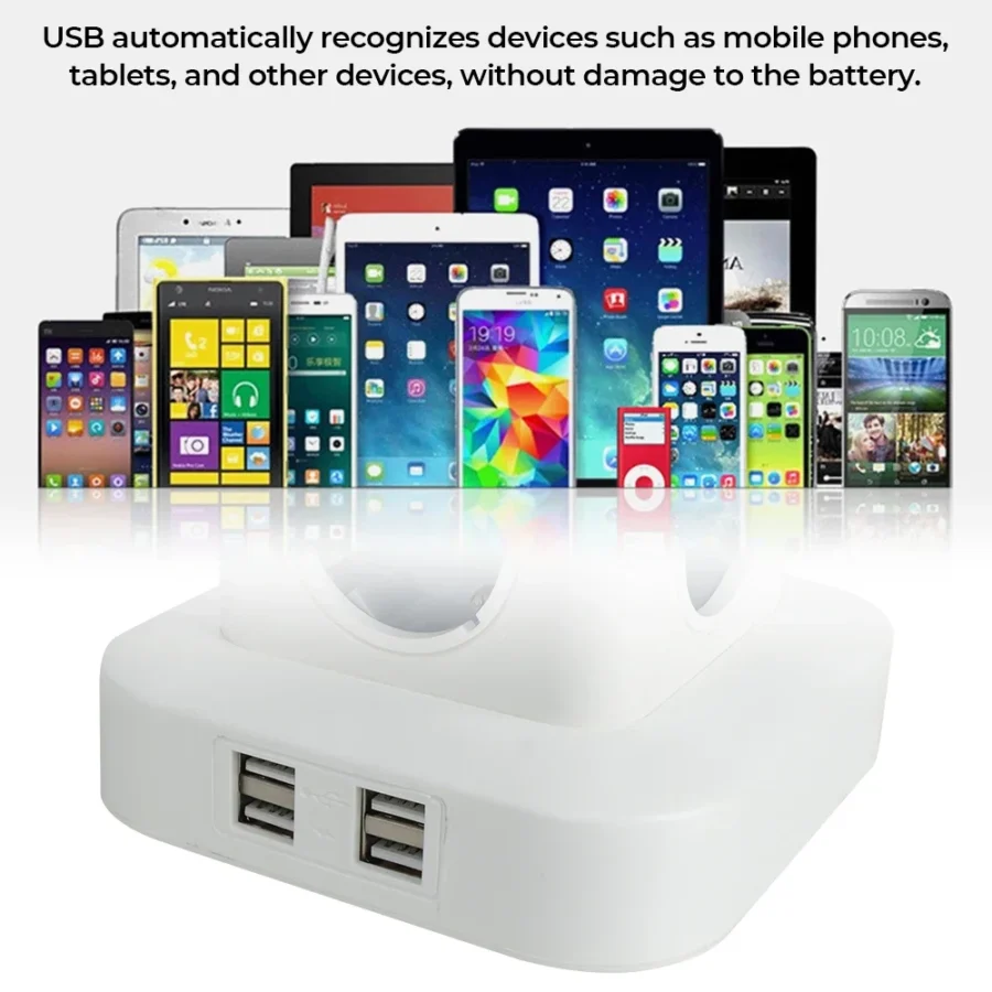 Tower 12 Way Outlets Socket Multi Power Strip Vertical 2.8m Extension Cord EU Plug with 4 USB Overload Protector Switch 220V 10A - Image 4