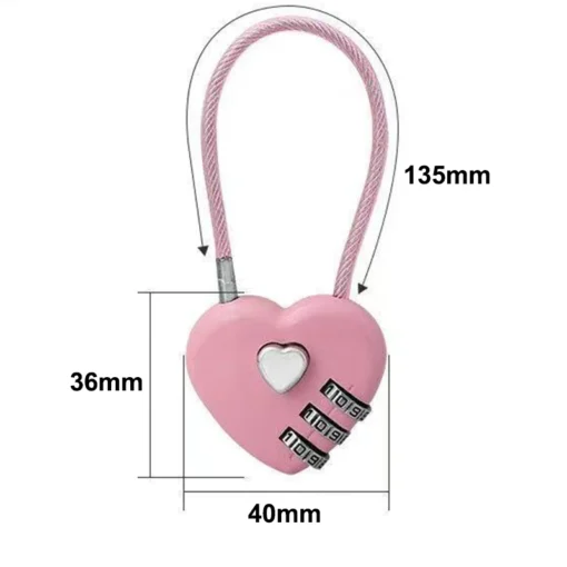 Zinc Alloy Love Lock Heart Combination Lock for Bags and Trolley Boxes - Image 2