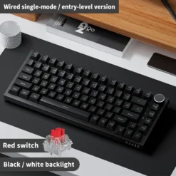 Alternative view of AJAZZ AK820 Wired Mechanical Keyboard with Rotary Volume Buttons and Hot-Swappable Keys for Office and Home Use