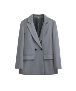 Alternative view of Women's Double Breasted Office Wear Blazer Coat, Long Sleeve, Flap Pockets, Female Outerwear, Chic Tops, Fashion