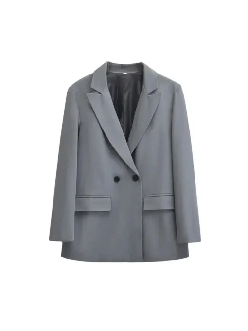 Women's Blazer Coat with Flap Pockets and Long Sleeves for Office Wear - Image 2