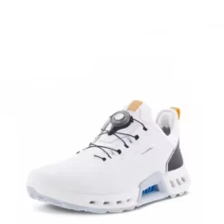 Genuine Leather Golf Sneakers for Men in Black and White Athletic Design