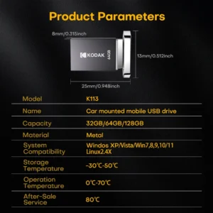 KODAK Mini USB Flash Drive with High Speed 140MB/s, Available in 16GB to 128GB - 32 GB, K113