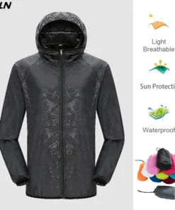 JNLN Unisex Waterproof Hiking Jacket - Quick Dry & Packable Windbreaker for Outdoor Activities