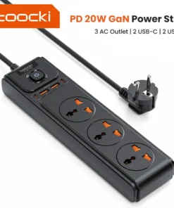 Toocki C35 Power Strip Electric Socket Grounding 2M Extension Cable 3AC Outlet 2 USB-C 2 USB-A PD 20W Fast Charging Charer