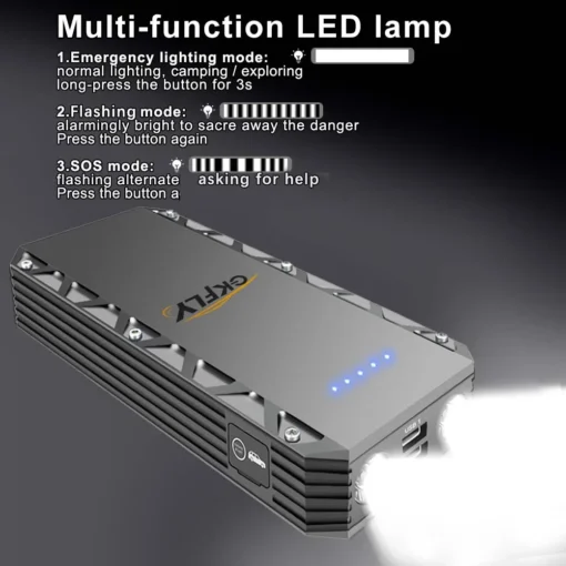 Jump Starter for Diesel and Gas Vehicles - Portable 12V Emergency Battery Charger - Image 2