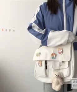 Alternative view of Women Simple Messenger Bag Casual Satchel Ladies Handbags Shoulder Bag Pouch Girls Sweet Printed Canvas Cross School Bags Purses