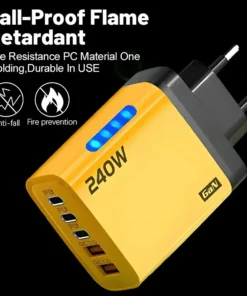 Alternative view of 240W GaN USB-C Fast Charger - 5-in-1 Power Adapter for iPhone, Samsung, Xiaomi, EU/US Plug