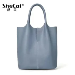 Leather Commuter Tote Bag with Soft Cowhide Design for Women
