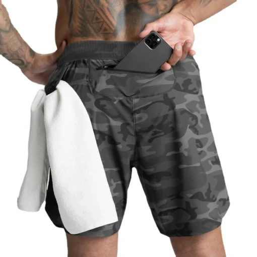 Men's Shorts with Quick Dry Fabric in Solid Color for Running and Fitness Activities - Image 4