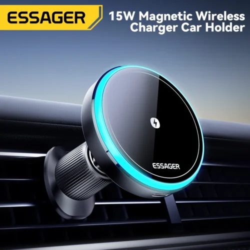 Alternative view of Essager 15W Magnetic Wireless Car Phone Holder Adjustable 360 degrees Car Charger For iPhone15 14 13 Pro Samsung Universal Phone