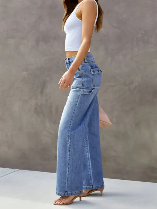Wide Leg Jeans for Women - Stylish and Comfortable Light Blue Denim Pants - Image 4