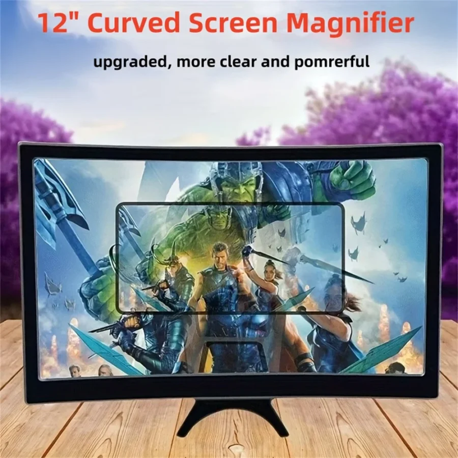 12 Inch Curved 3D HD Phone Screen Magnifier Portable TV Smartphone Large Screen Amplifier Holder Movie Video Amplifier Holders - Image 2