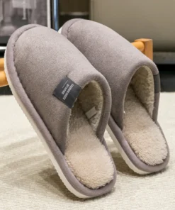 Alternative view of Winter Warm Slippers Men House Non Slip Soft Shoes Comfortable Flat Heel Home Indoor Bedroom Plush Slippers Bedroom Female shoes