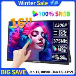16-Inch Touchscreen Portable Monitor with 96% sRGB and 350 Cd/m² Brightness for On-the-Go Users