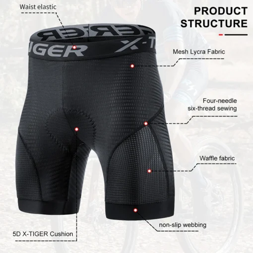 Men's Cycling Shorts with 5D Padding and Anti-Slip Grips for Ultimate Comfort - Image 2